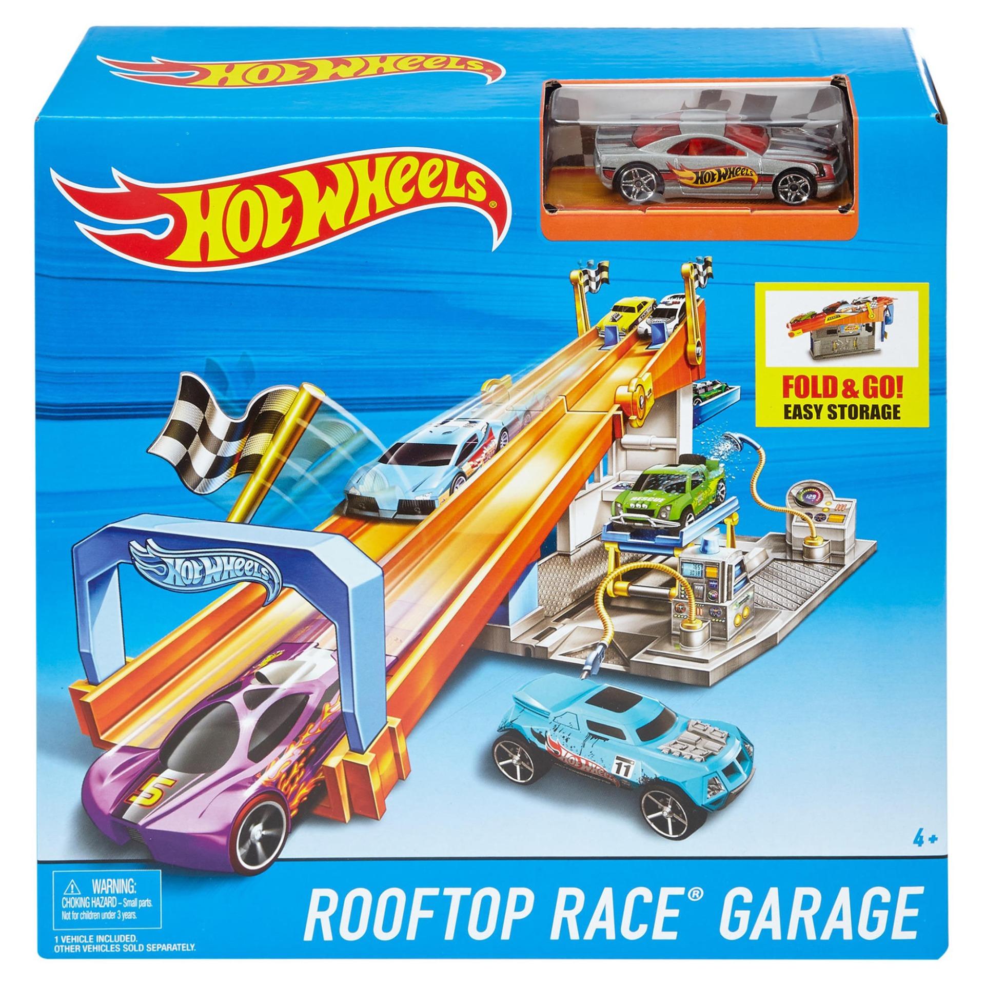 Bộ đường đua Hot Wheels Rooftop Race Garage Play Set ( kèm theo xe )