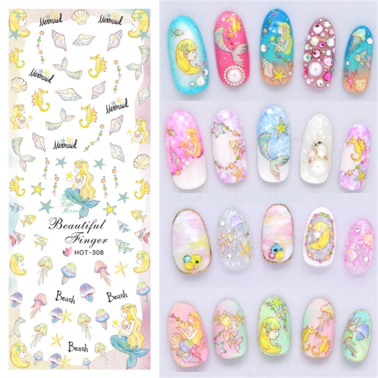 BỘ 2 TẤM STICKER DÁN MÓNG TAY SINH VẬT BIỂN SEA ANIMAL