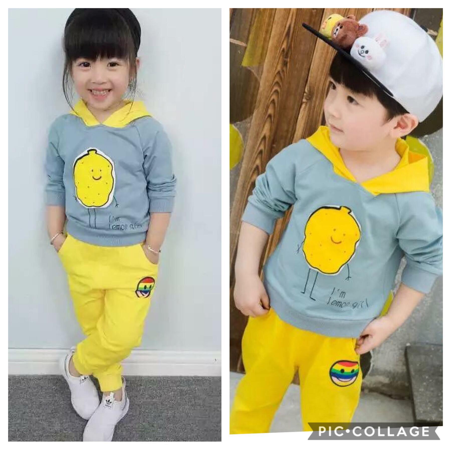 Bô đồ thu đông nón in hình chanh vàng siêu cute Bo060 PeppyPizza
