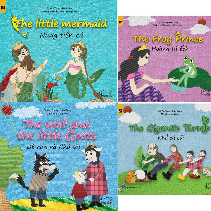 Combo 4 cuốn sách song ngữ Việt Anh 4 chủ đề yêu thích của bé