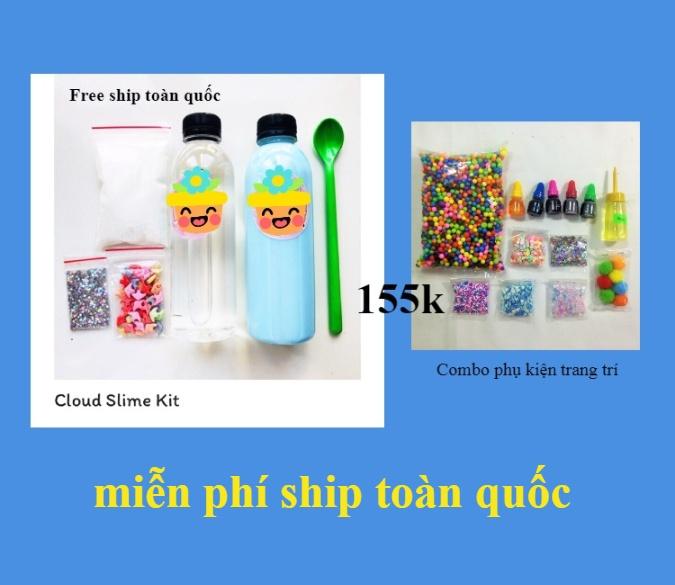 Bộ kit làm slime mây + combo phụ kiện trang trí (miễn phí ship toàn quốc)