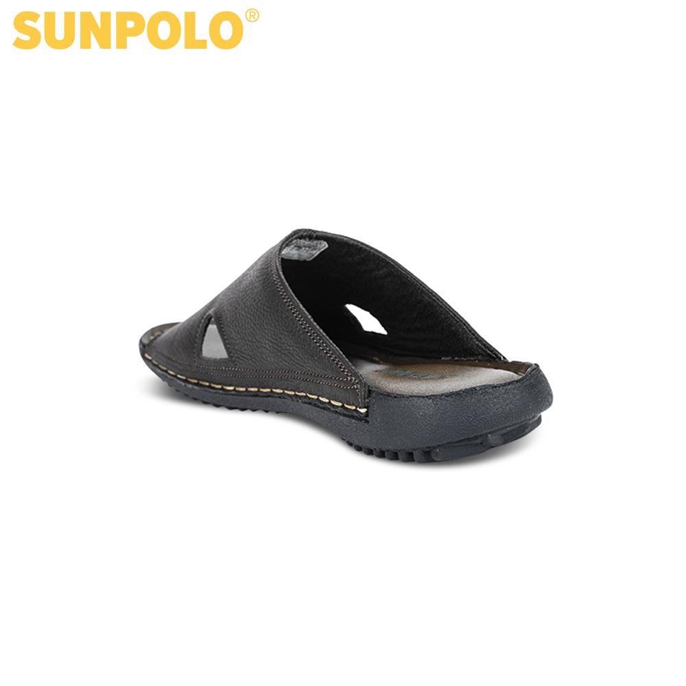 Dép Quai Ngang Nam Da Bò SUNPOLO DQN012 (Đen, Nâu)