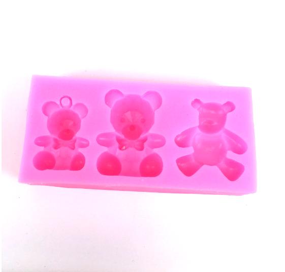 Khuôn rau câu silicon 3D mẫu 3 con Gấu