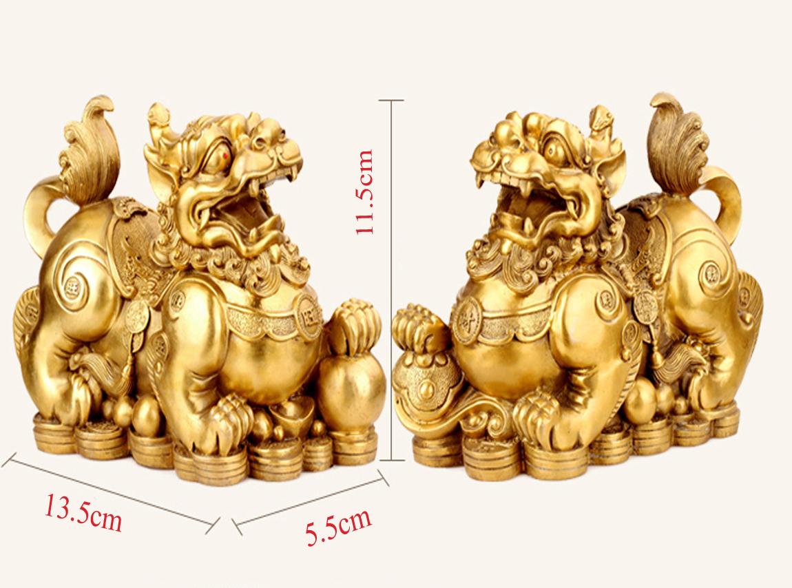 Tượng Kỳ lân tiền vàng bằng đồng thau
