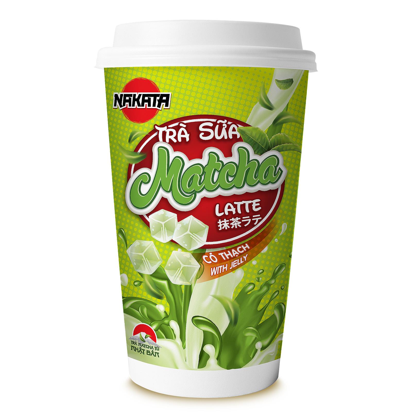 Lốc 3 ly trà sữa matcha có thạch hiệu Nakata