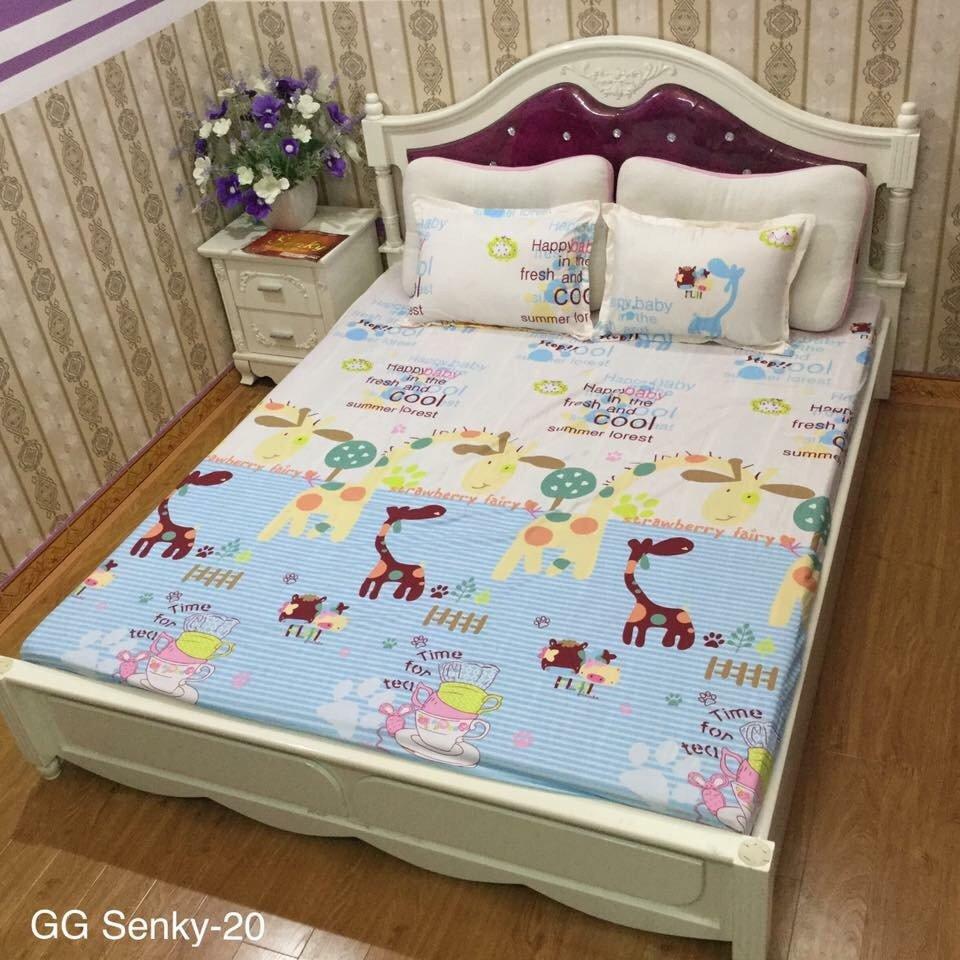 Bộ ga chun và 2 áo gối mỏng dành cho mùa hè ( Phù Hợp Nệm 1m8x2m) (revatot)