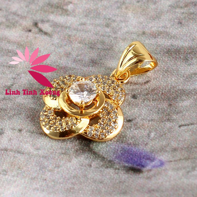 Mặt dây chuyền nữ mạ vàng cao cấp hoa mai, đính đá MK218
