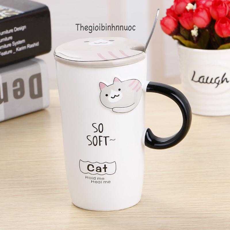 Ly Sứ Hình Mèo Có Nắp Dễ Thương C20