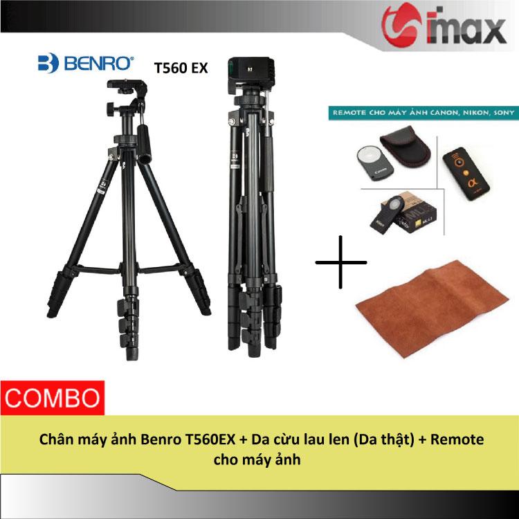 Chân máy ảnh benro t560ex + da cừu lau len + remote cho máy ảnh