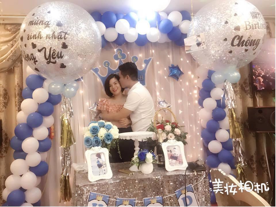 set 100 vỏ bóng bay màu trắng và xanh dương