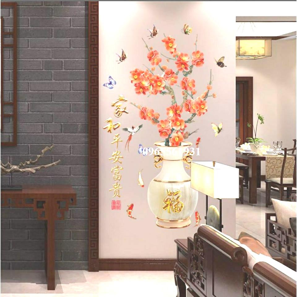 DECAL DÁN TƯỜNG BÌNH HOA 3D