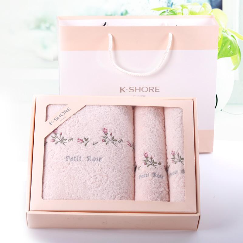 KING SHORE 100% Cotton Hoa Thêu Hoa Mềm Mại Khăn Vuông Khăn Mặt