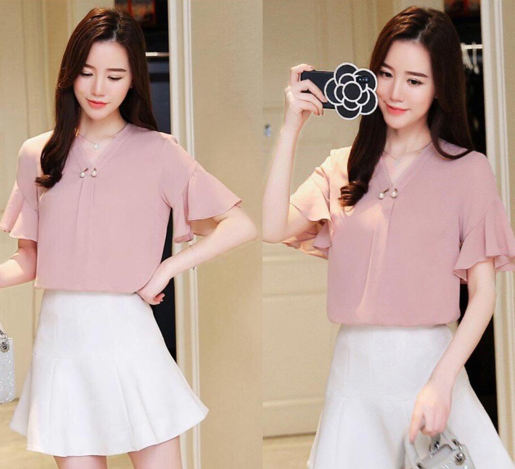 Áo Kiểu Đính Ngọc HK-SM0KN13 (Hồng)​​​​​​​