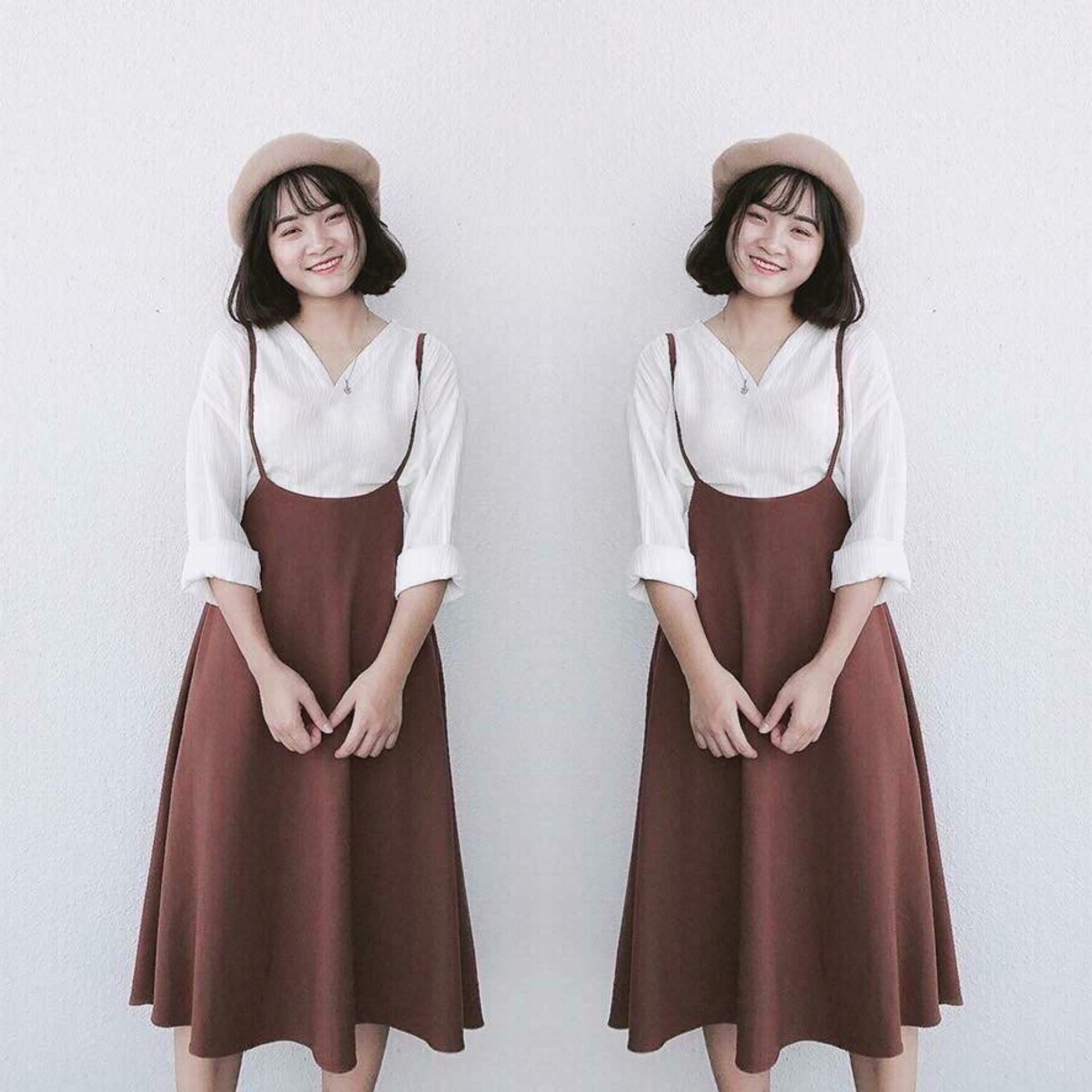 Mua váy yếm hai dây dáng dài đầm suông đuôi cá phong cách Ulzzang màu đen  hàng có size VY01  Tiki