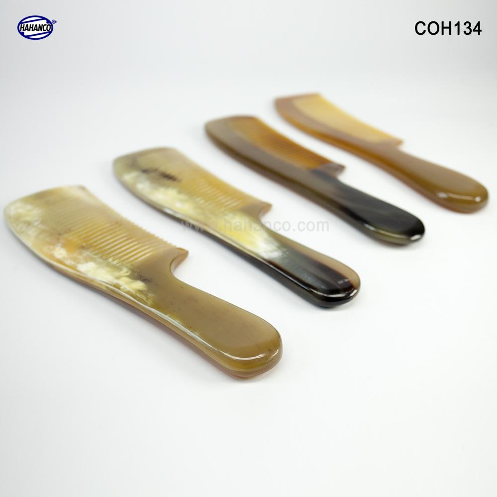Lược sừng xuất Nhật - COH134 (Size: M - 16cm) Mẫu tiêu chuẩn chuôi dày - Horn Comb of HAHANCO - Có lợi cho sức khỏe
