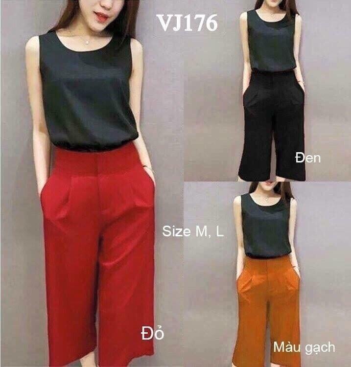 [HCM]Quần thun lụa lửng ống rộng màu đen