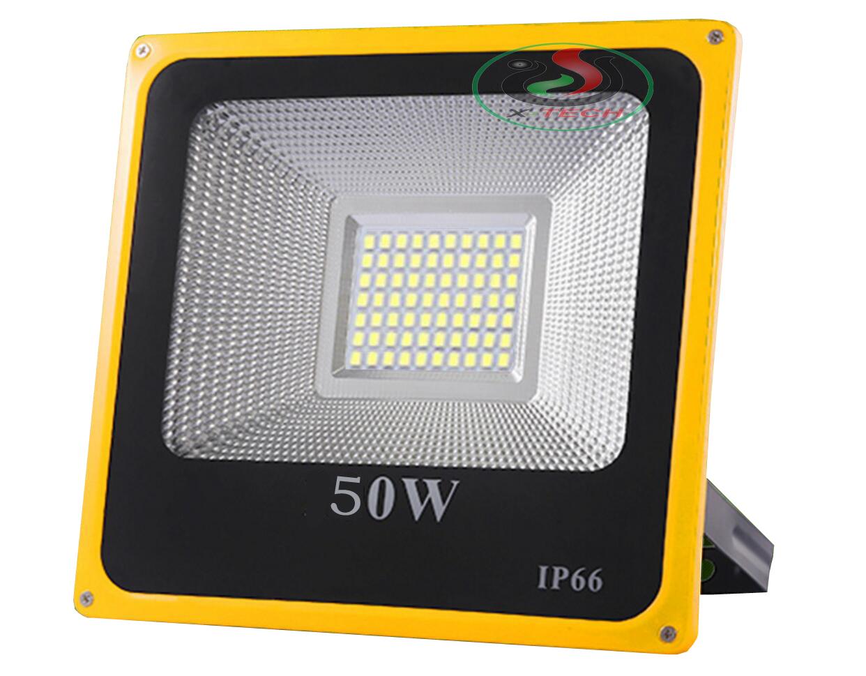 Đèn Led Pha 50W IP66 Ngoài Trời H-50 Chống Mưa Tuổi Thọ Cao 220V Viền Vàng (Ánh sáng trắng)