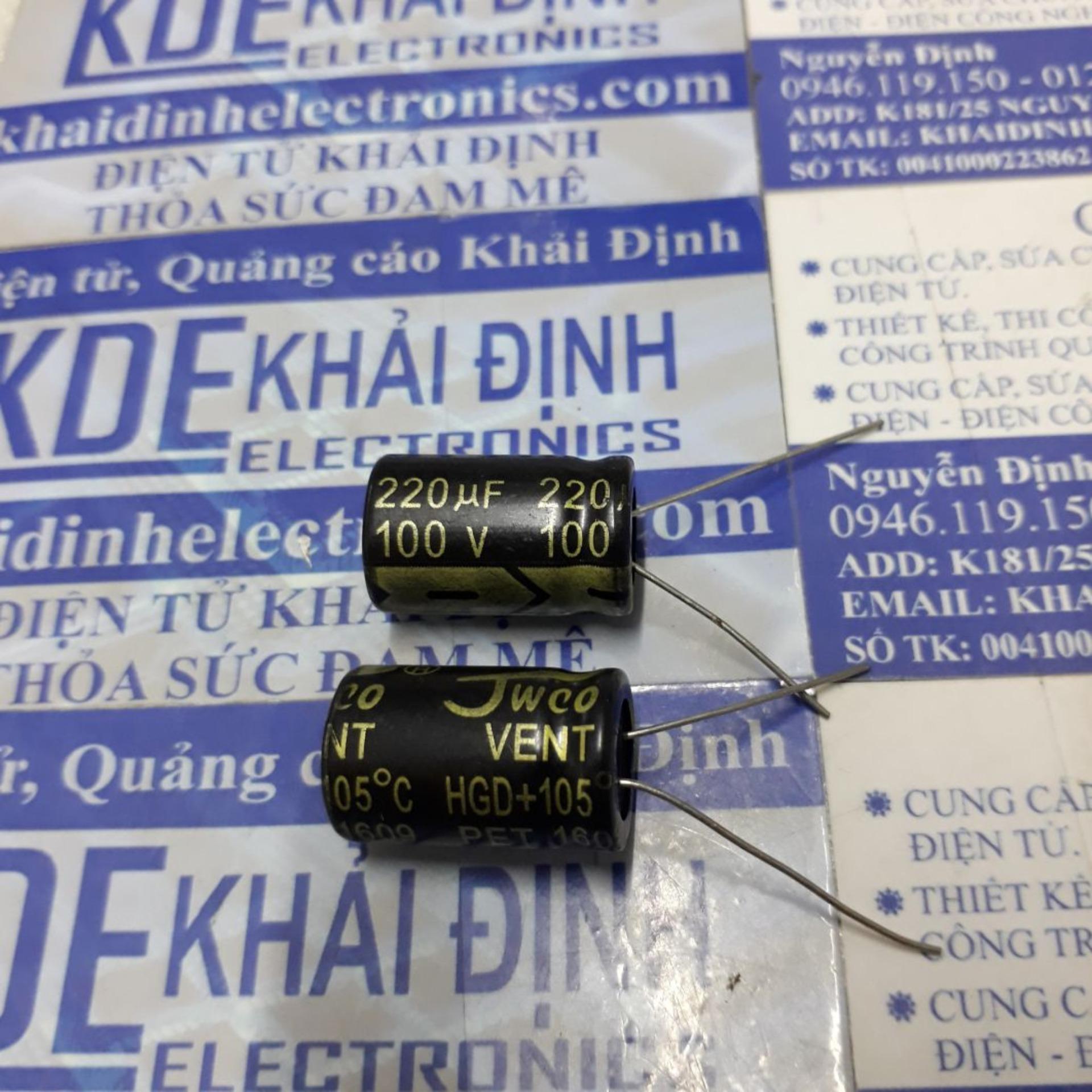 10 tụ hóa tụ phân cực 220uf 100v 13x21mm kde2911