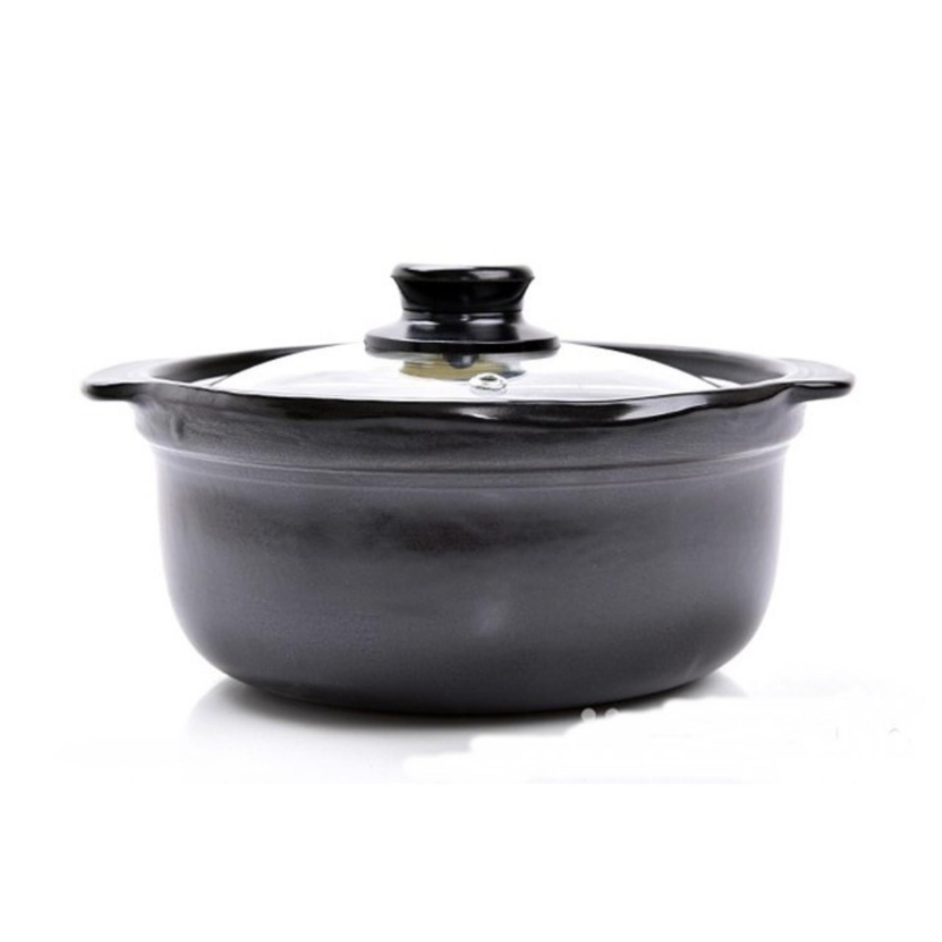Nồi đất kho thịt-cá tráng men chịu nhiệt 1.5L (Đen)
