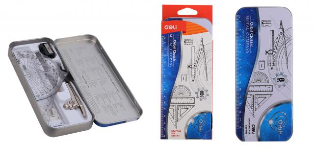 Bộ compa, thước kẻ Deli G30505 - 8 món
