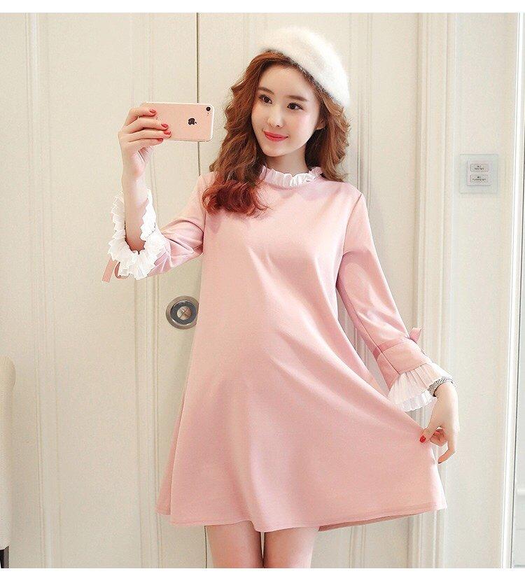 Đầm váy bầu tiểu thư hồng phấn