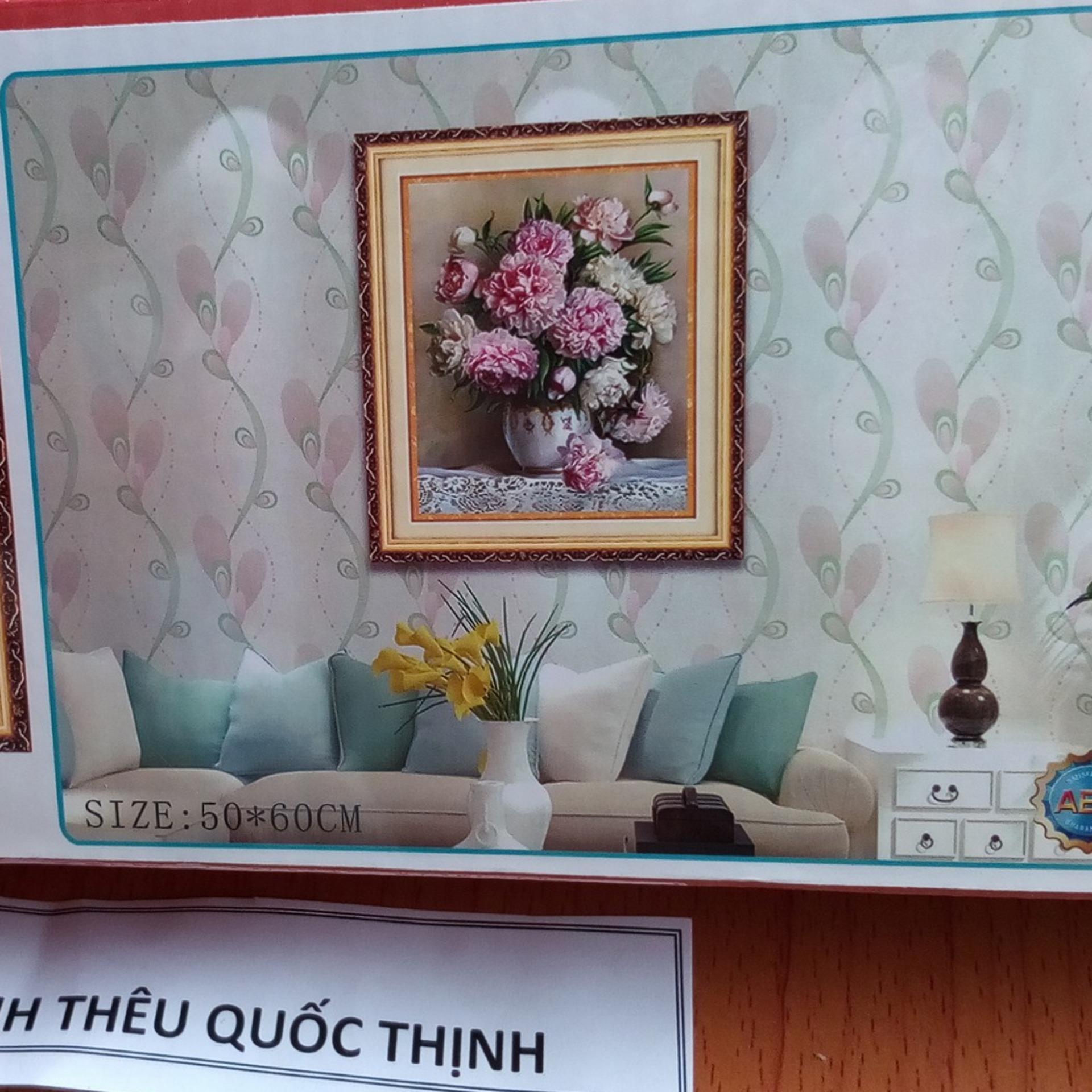TRANH ĐÍNH ĐÁ BÌNH HOA -Y8087- 50x60cm