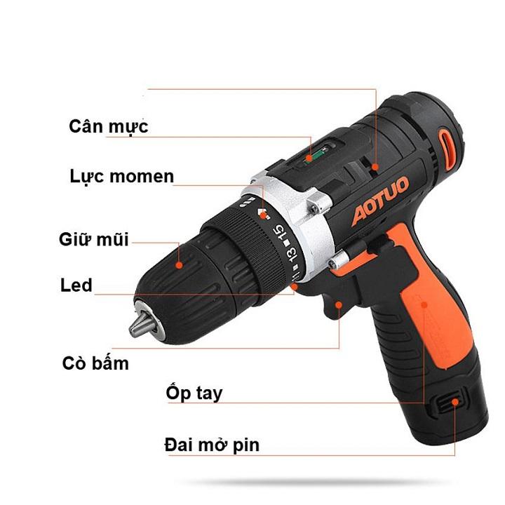 Máy khoan vặn vít không dây Aotuo 12V