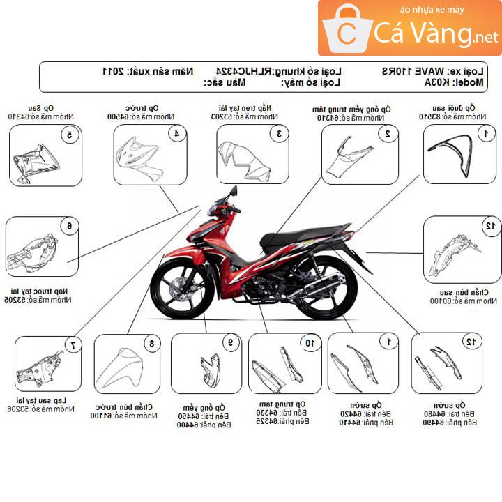[HCM]dàn áo xe wave rsx - nhựaTRẮNG cao cấpmàu ĐEN