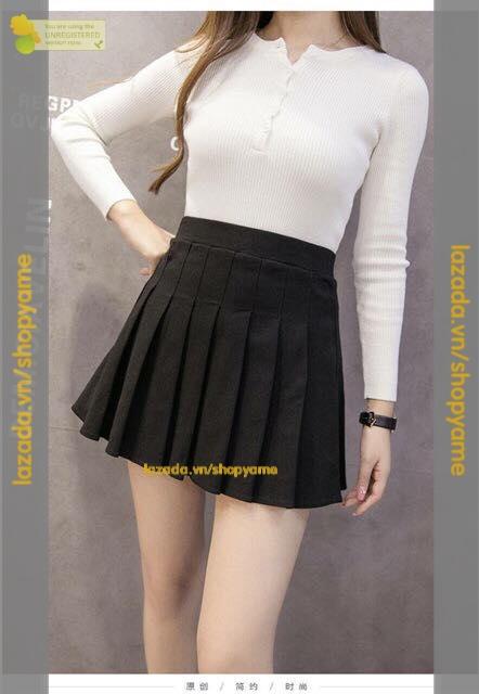 Chân Váy Tennis Xếp Ly Đen Yame