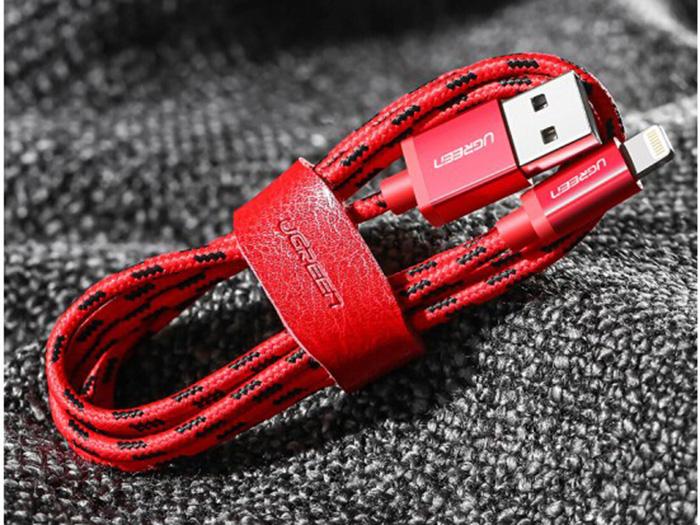 Cáp sạc USB vỏ bọc lưới chuẩn MFI Apple Lightning 1.5m Ugreen 40480 (Đỏ)