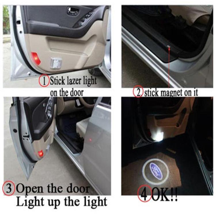 Bộ đôi đèn chiếu ( 2 đèn cho 2 cửa xe ) xe ô tô logo M-E-R-C-E-D-E-S