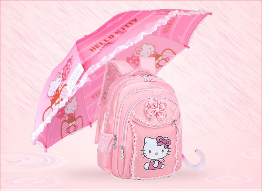 Ba lô cặp sách mèo KITTY đẹp cho bé gái cấp 1 (size lớn từ lớp 3 - 6, màu hồng phấn)