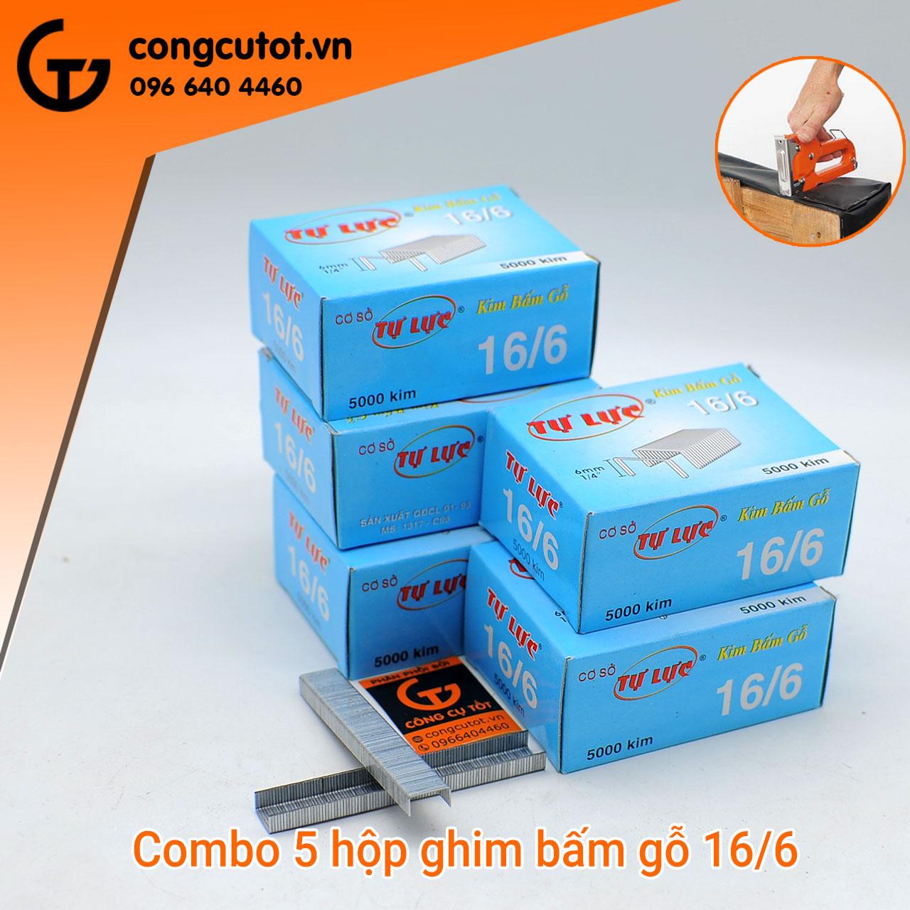 Combo 5 hộp ghim bấm gỗ tự lực 16/6