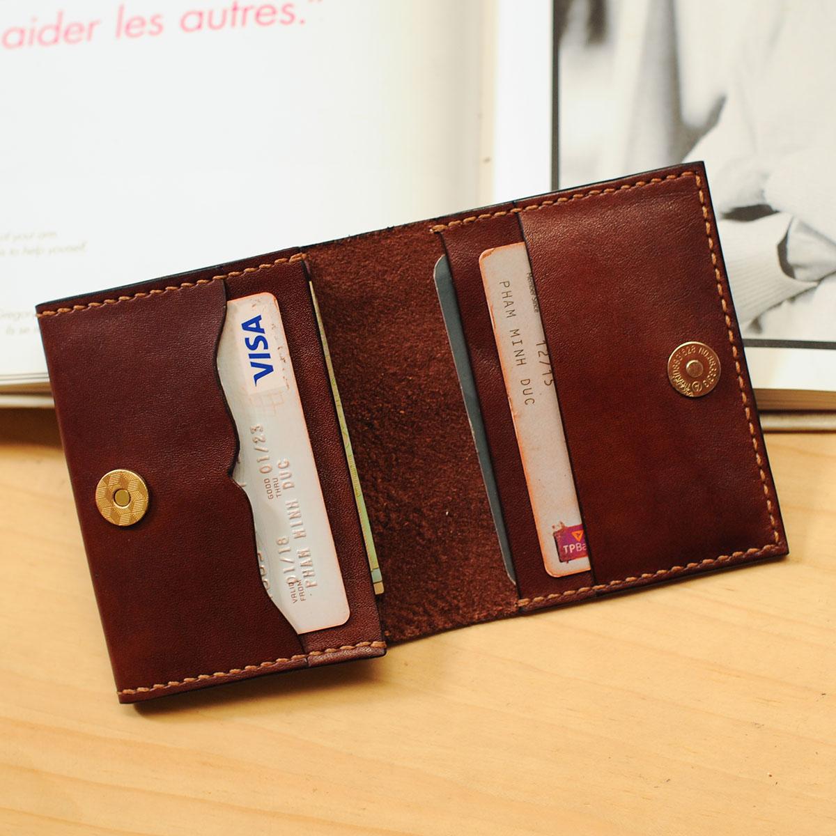 Ví đựng thẻ dáng gập- Đồ da handmade - Ví đựng card visit mini Mino Crafts VI460