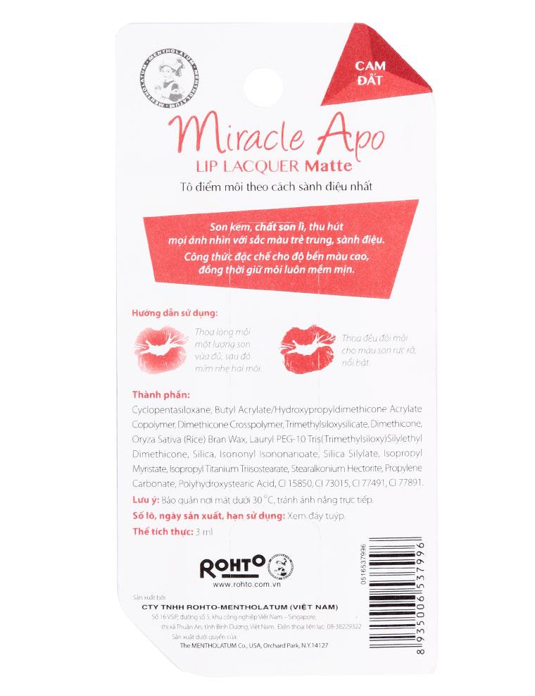 Son Miracle Apo Lip Lacquer Matte 3ML_Cam Đất