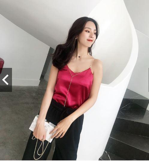 ÁO LỤA SATIN HAI DÂY ULZZANG - LITTLE BOX SHOP (màu đỏ)