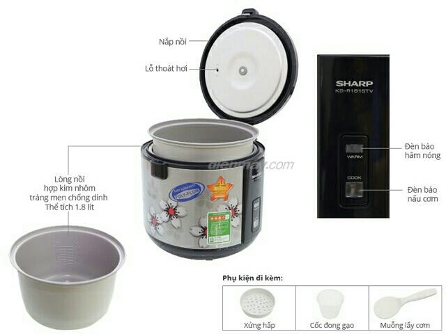 Nồi cơm điện Sharp R18ST dung tích 1lit8 nhập khẩu Thái Lan