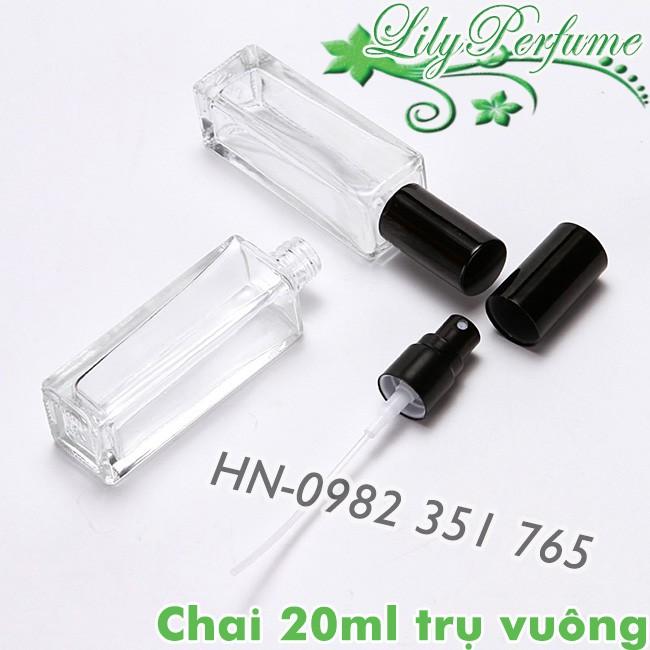 Lọ chiết nước hoa 20ml trụ vuông (Ống chiết nước hoa/Vỏ chiết nước hoa/Chai chiết nước hoa)