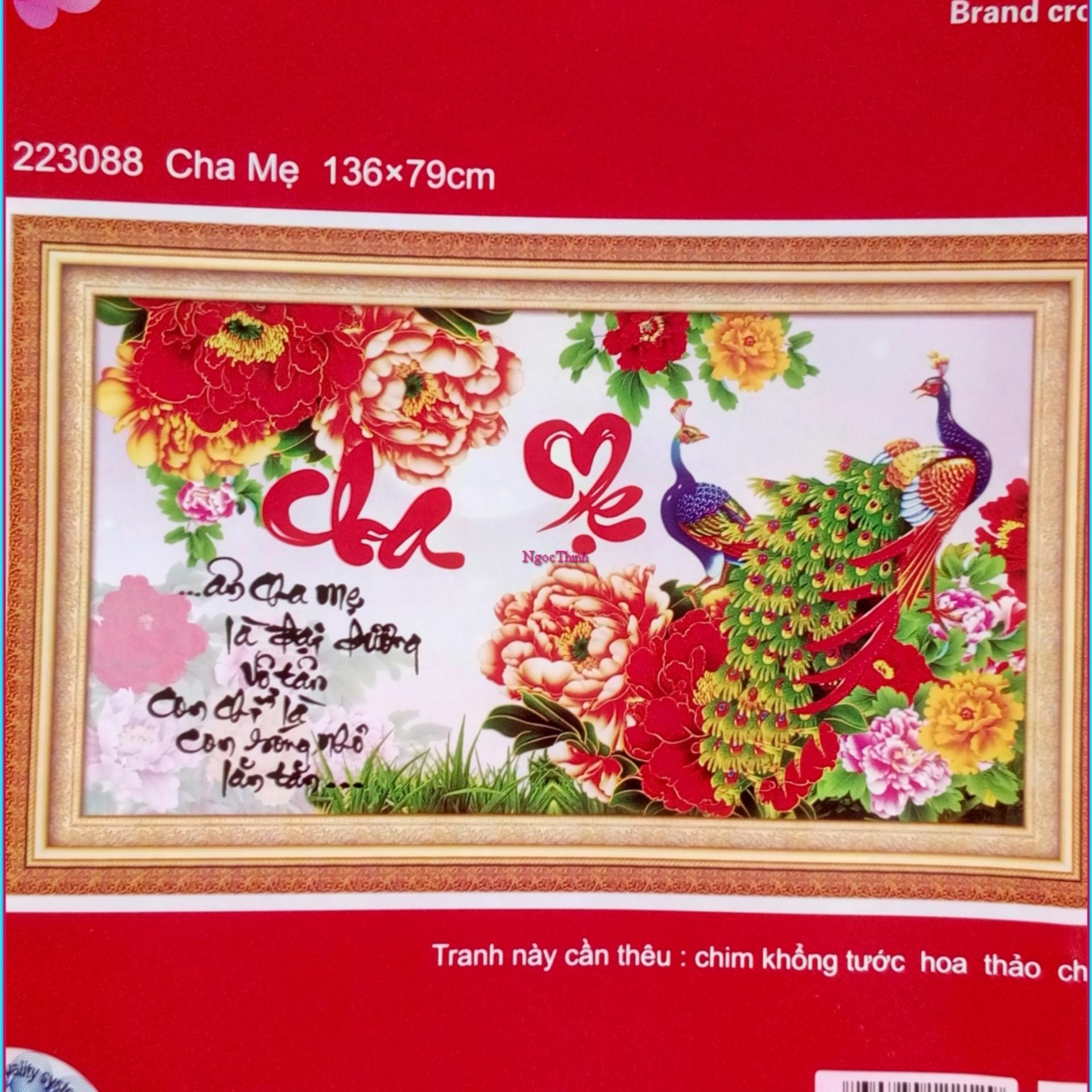 Tranh thêu chữ thập cha mẹ 223088