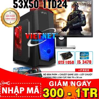 Máy tính chuyên game VNgame 53X50 1TD24 i5 3470 card GTX 1050 RAM 8GB 1TB + Dell 24in (VietNet)