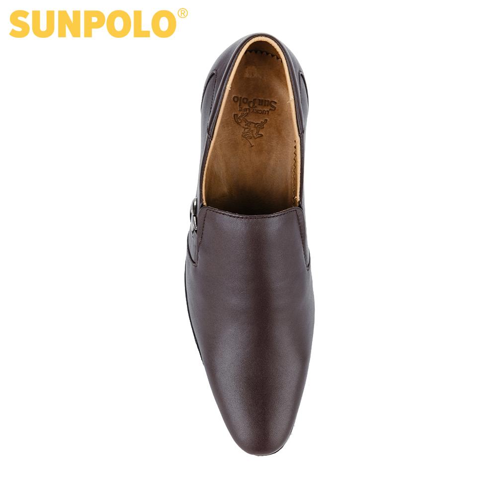 Men leather formal shoes SUNPOLO SUKT119ND (brown, black)
