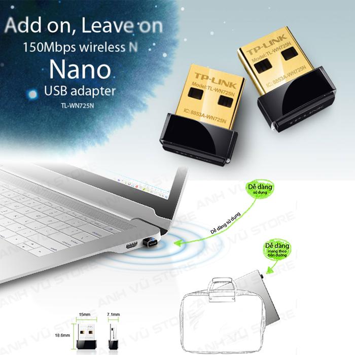 [HCM]USB wifi Nano TPLink 725 chuẩn N không dây tốc độ 150Mbps