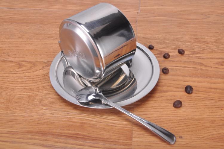 Combo cốc uống coffe giữ nhiệt bằng 2 lớp inox 304, combo gồm cốc + đĩa + thìa