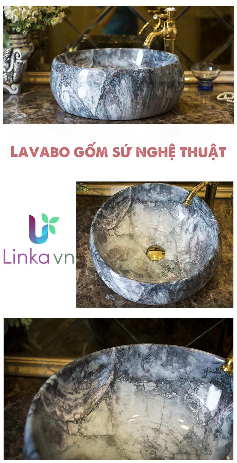 Chậu rửa lavabo gốm sứ nghệ thuật cao cấp LAV001 – Phong cách Châu Âu sang trọng