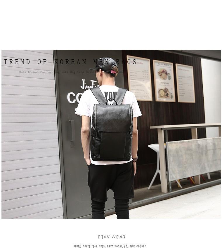 Balo laptop unisex bằng da PU đẹp (đen bóng)