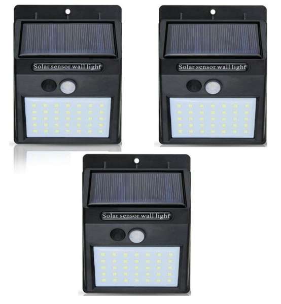 Bộ 3 đèn năng lượng mặt trời Solar 35 LED 3 chế độ sáng (Đen)