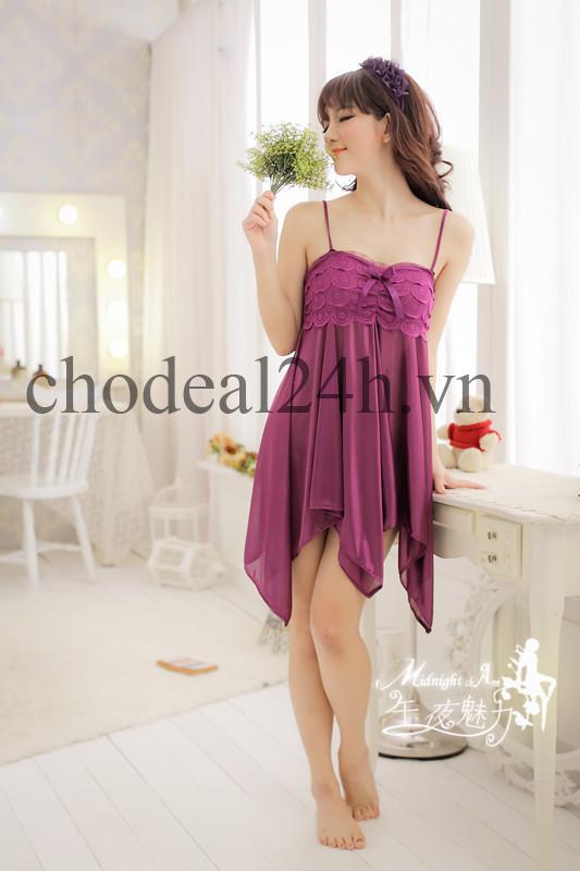 [HCM]Áo đầm ngủ quyến rũ Angel CDAN03 - Tím Phi Thun