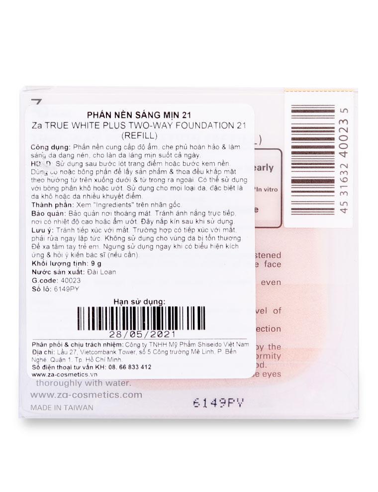 Phấn Nền ZA True White Plus Two-Way #21 Refill