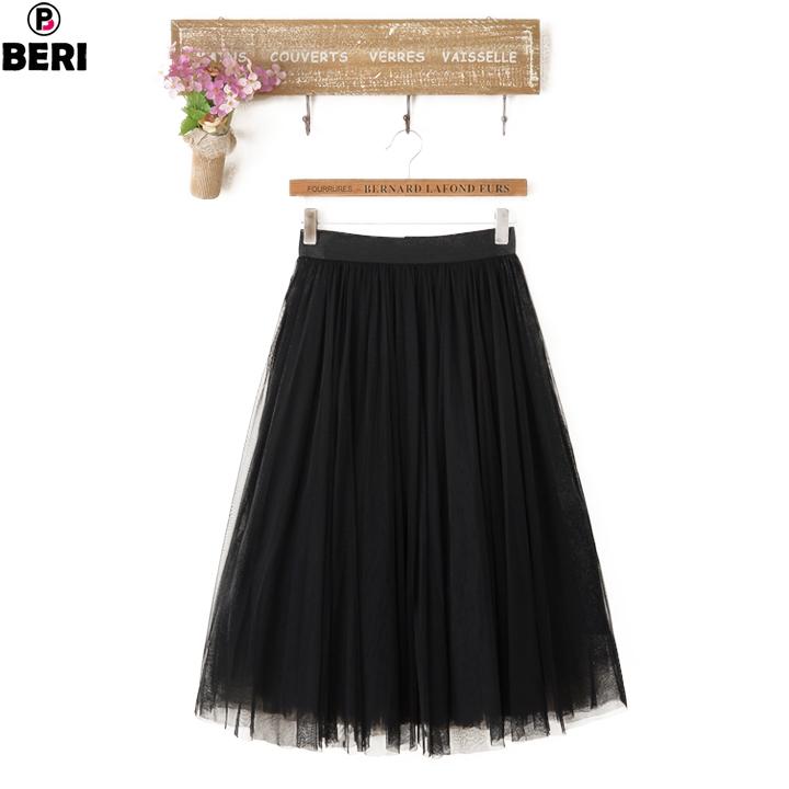 Chân váy voan lưới xòe BERI (đen) - CV018