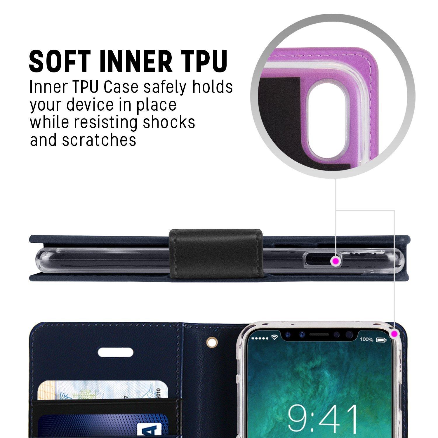 Bao da iPhone X Mercury Goospery Sonata Diary - nhập khẩu từ Hàn Quốc